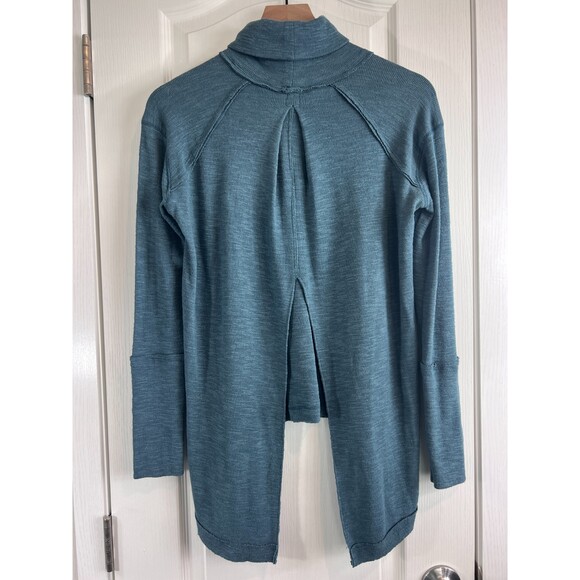 Free People We The Free Split Back Turtleneck Long Sleeve Top Teal Blue Size XS - Picture 2 of 7